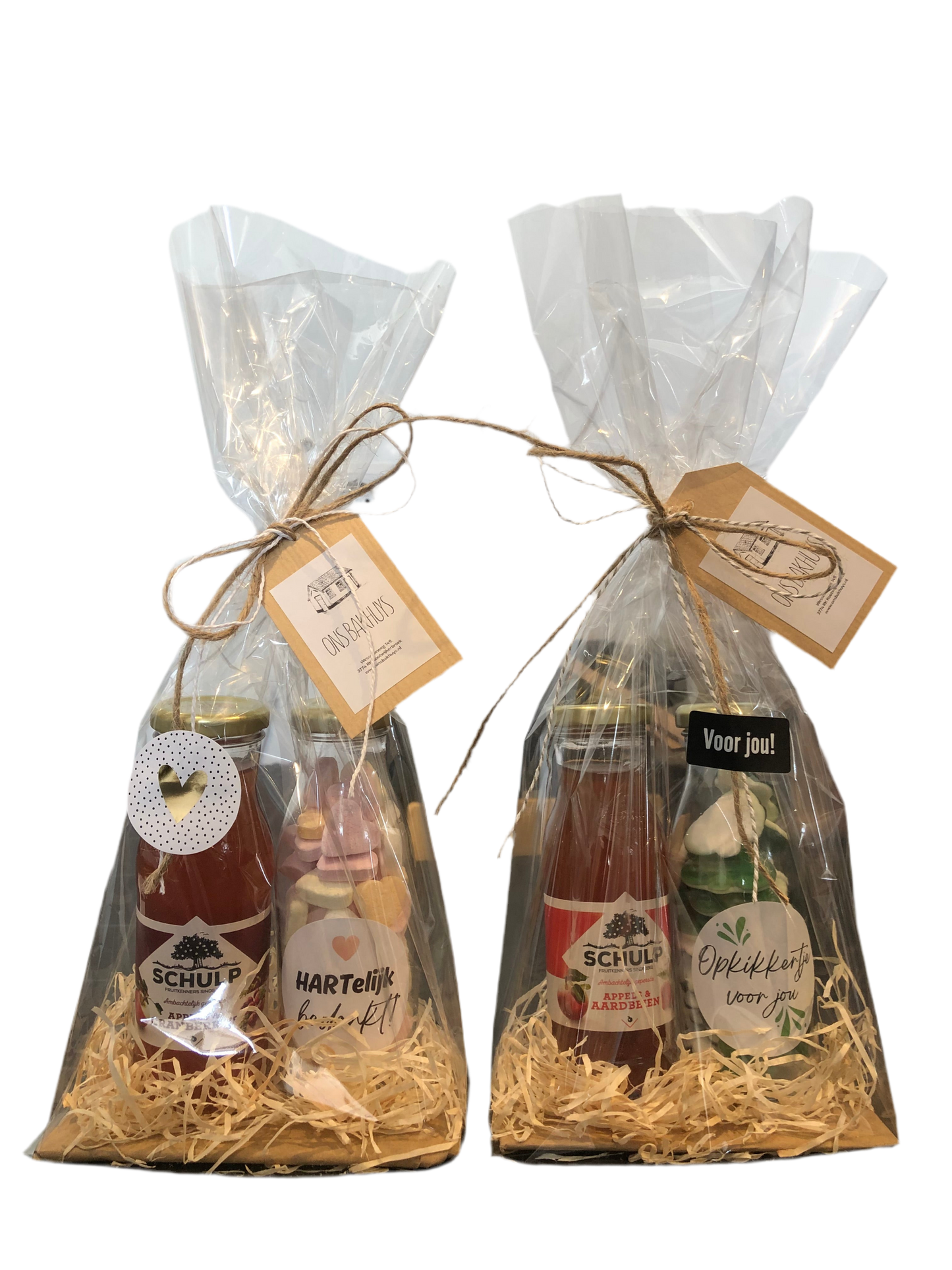 Schulpsap en flesje snoepjes