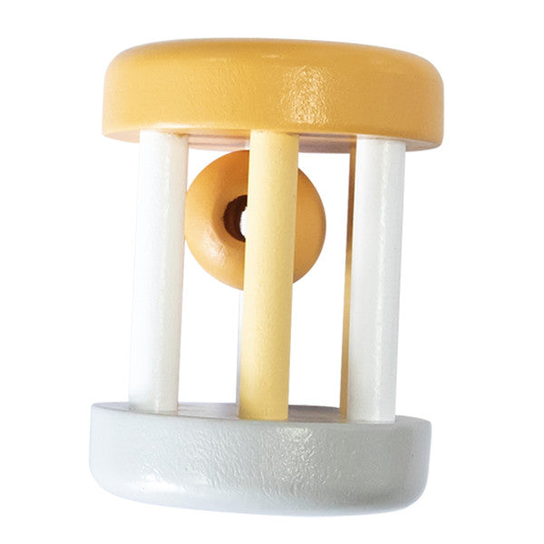 Houten rammelaar geel