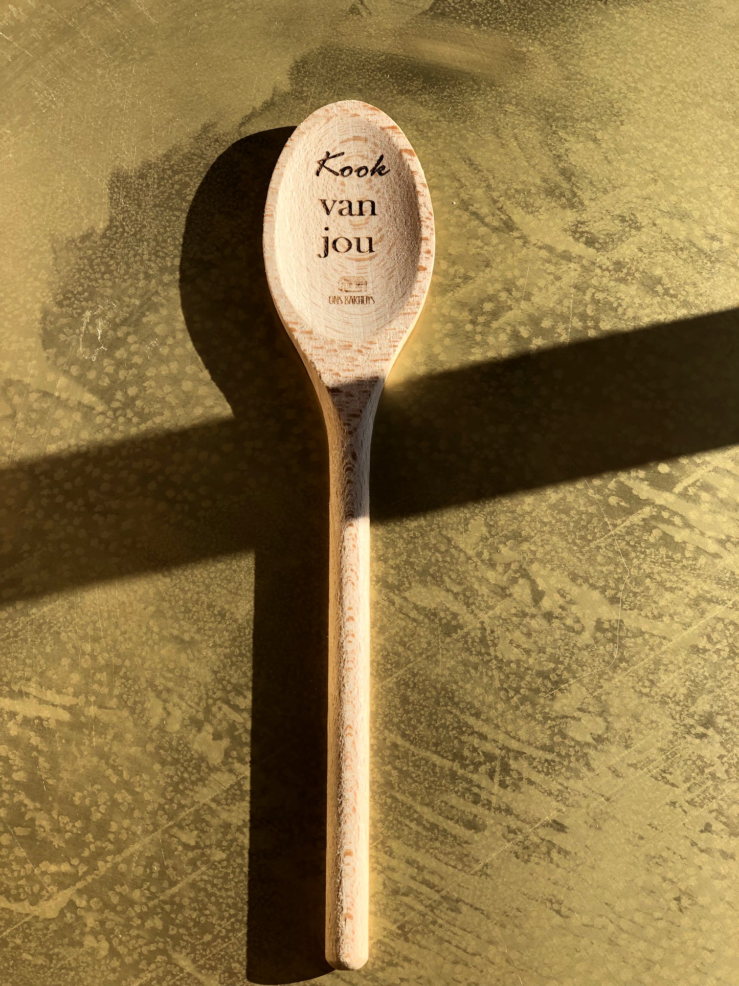 Houten lepel met tekst