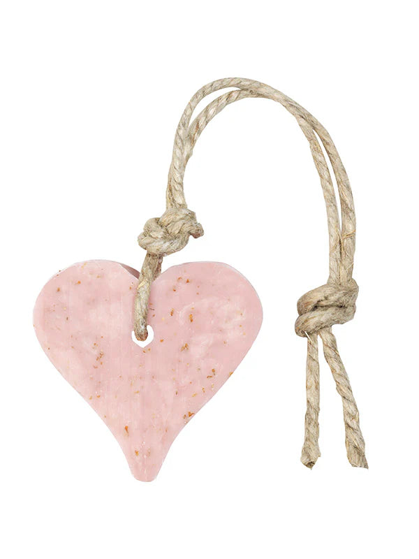 Geurhanger hart roze met rozenblad