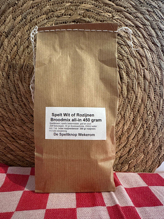 Spelt broodmix wit of rozijnen