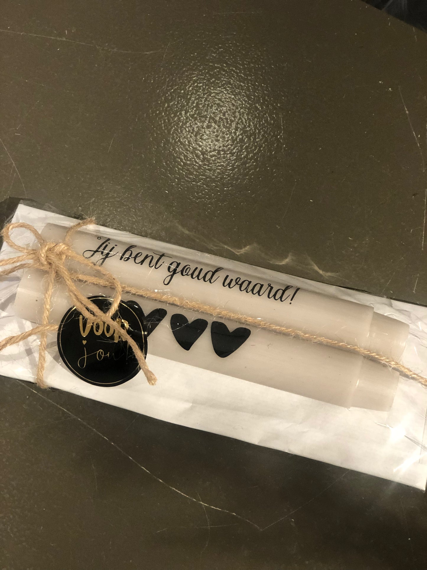 Dinerkaars met tekst