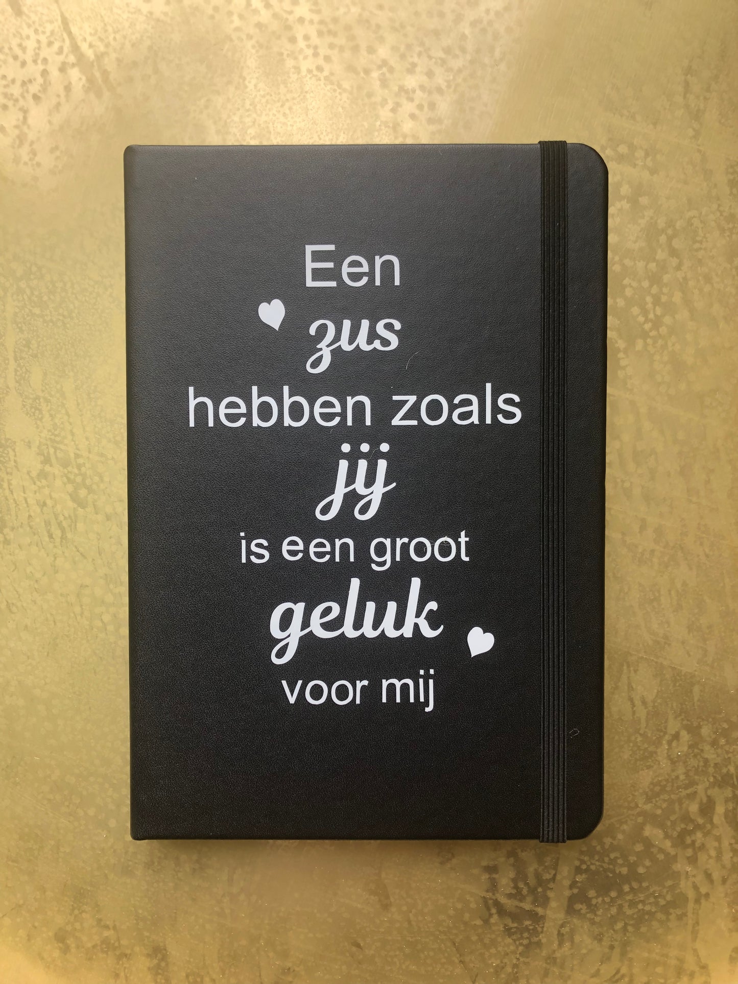 Notitieboek A5 zwart met tekst