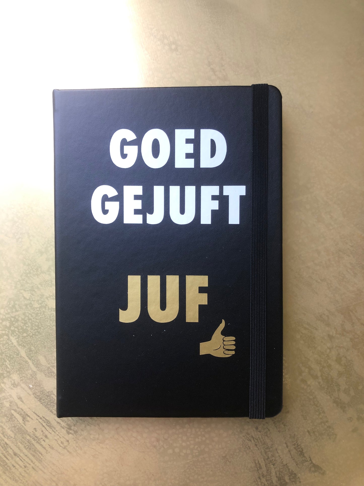Notitieboek A5 zwart met tekst