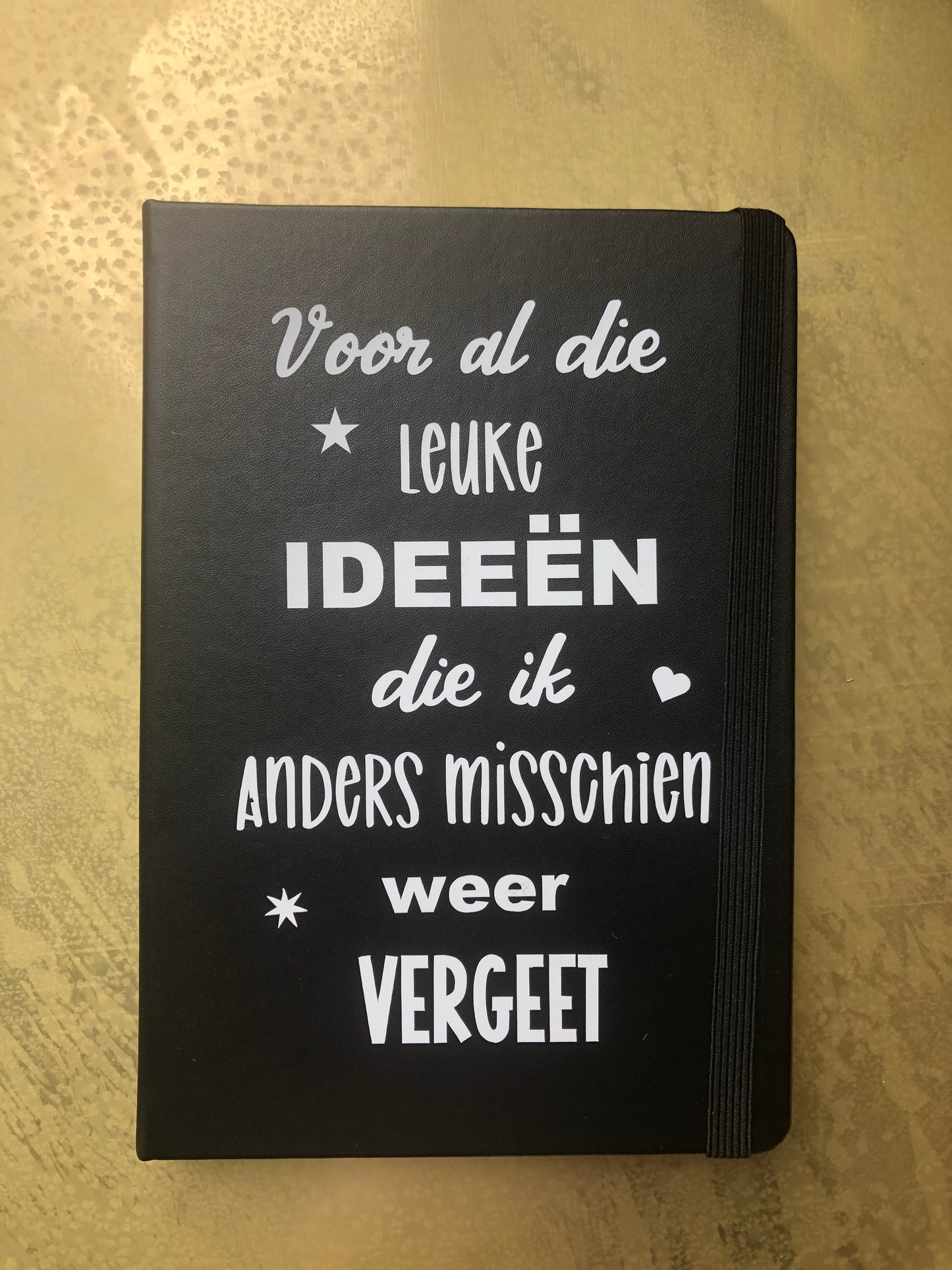 Notitieboek A5 zwart met tekst