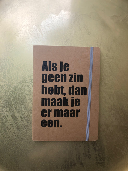 Notitieboek A5 bruin met tekst