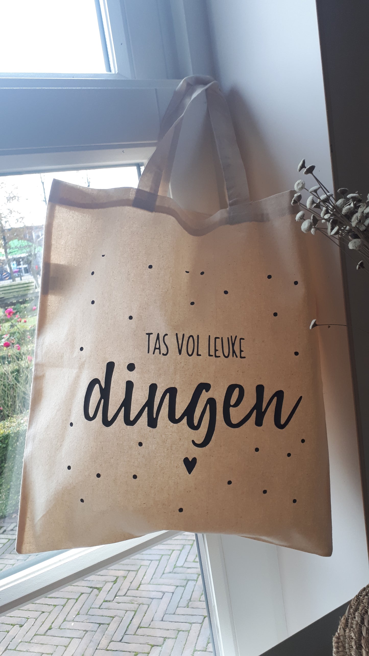 Linnen tas met tekst