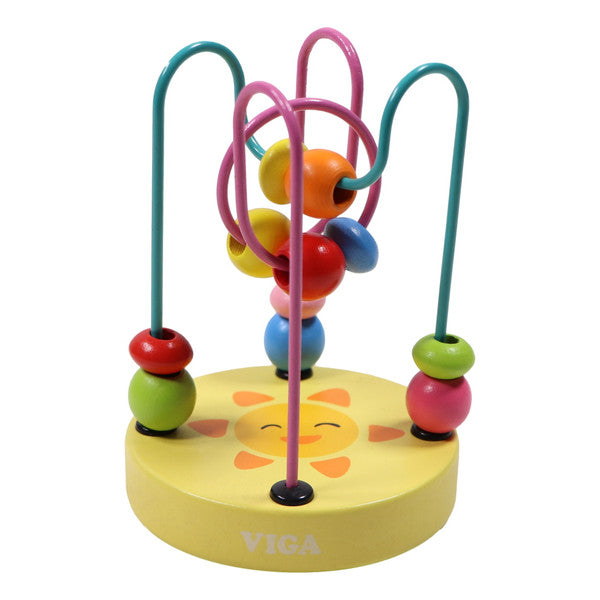 Houten kralenspiraal geel