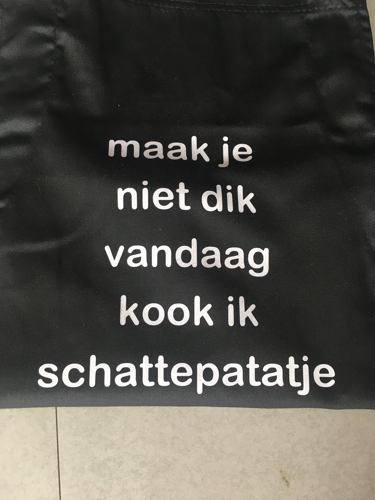 Schort + handschoen met tekst
