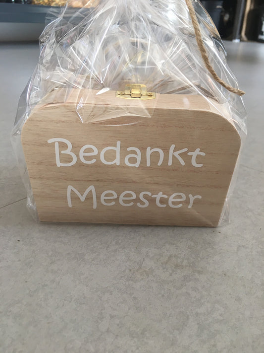 Houten koffertje bedankt meester