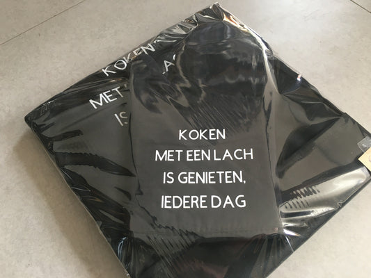 Schort + handschoen met tekst